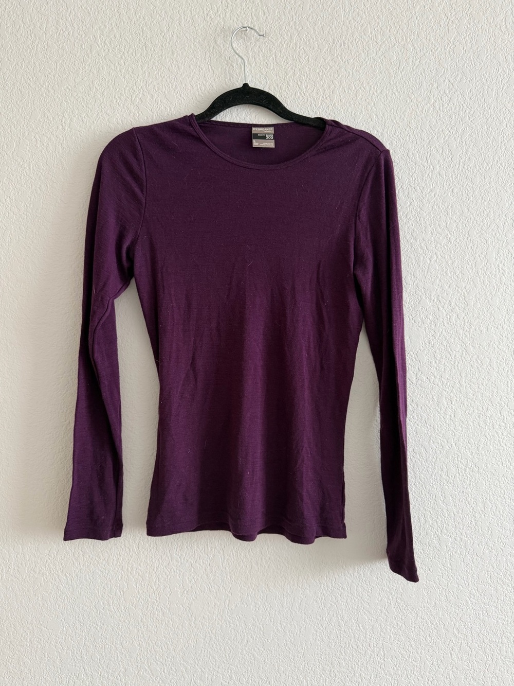 Icebreaker Bodyfit Basics 200 Women’s Large Purple 100% Merino Wool Base Layer